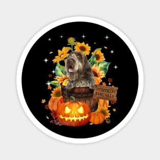 Wirehaired Pointing Griffon Halloween Pumpkin Fall Bucket Magnet